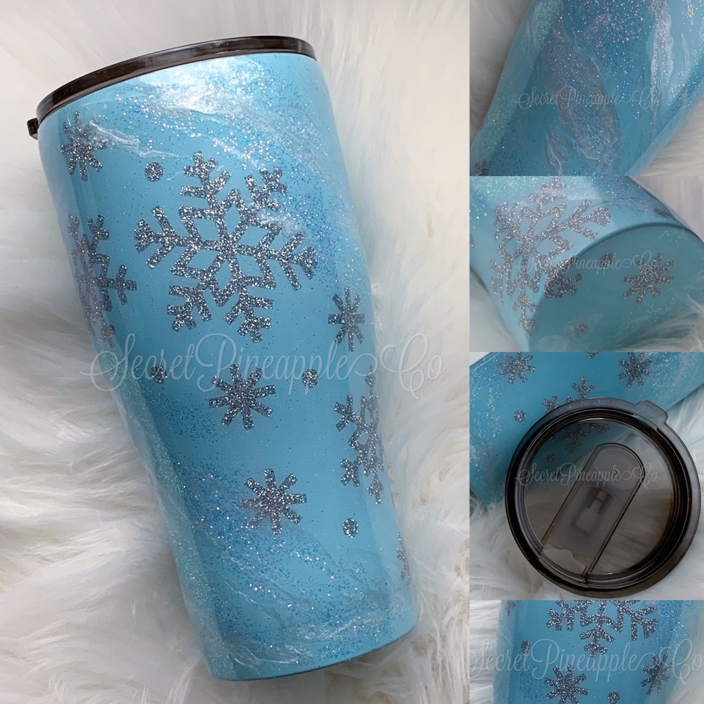 *HANDMADE* Snowflake Swirl Stainless Steel Tumbler